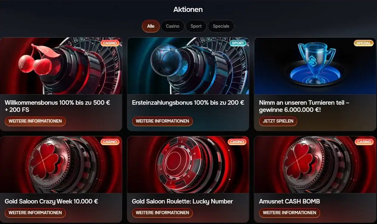 Revolution Casino Willkommensbonus und Aktionen